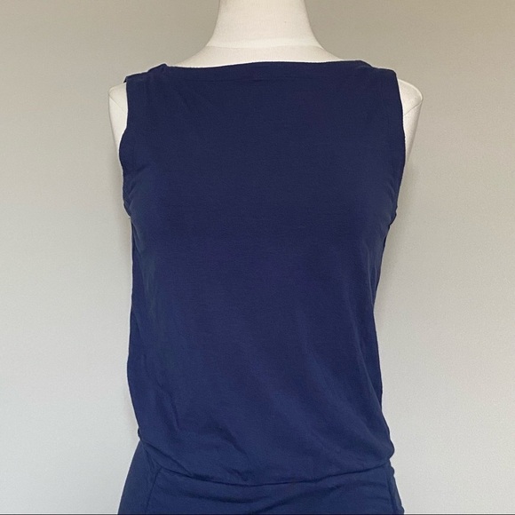 Athleta Navy Ruched Stretchy Tulip Tank Dress, XS - Picture 3 of 14